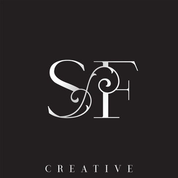 Elegant Silver SF Initial Double Letter Vector Logo Design