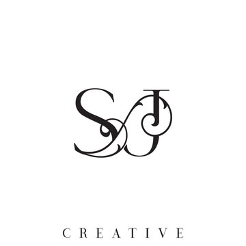Luxury SJ Letter Vector Logo Double Combination for Wedding Brand with Ornamental Swirl