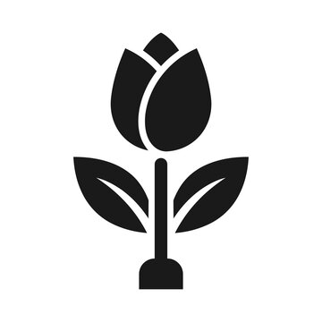 Geometric solid tulip flower icon with anchored base vector