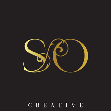 Classy Silver Gold SO Letter Vector Logo for Wedding Invitation Design