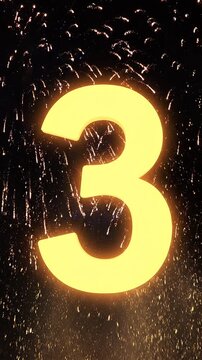 Golden Birthday Number 3 with Fireworks, Gold Particle Animation