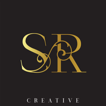 Premium Luxury Silver Gold SR Monogram Vector Logo for Wedding Invitation Card