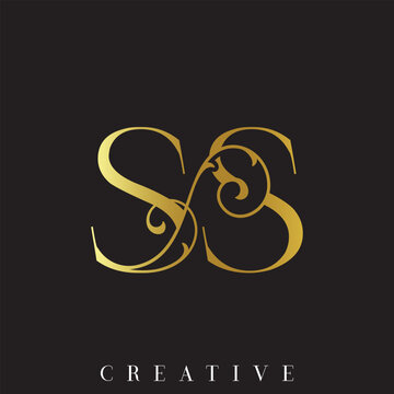 Elegant Double SS Monogram Silver Gold Vector Logo with Ornamental Swirl