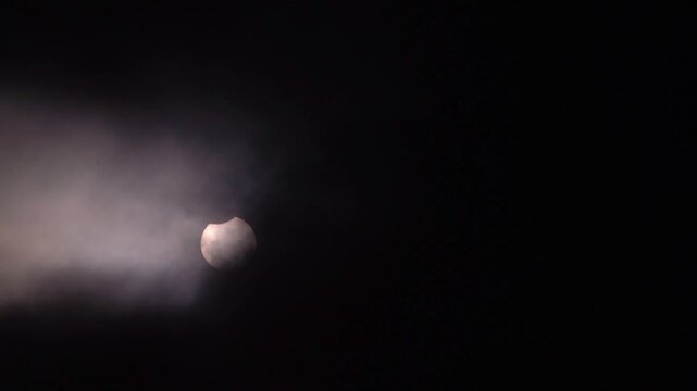 Partial Solar Eclipse of June 10 2021 Visible Through Clouds