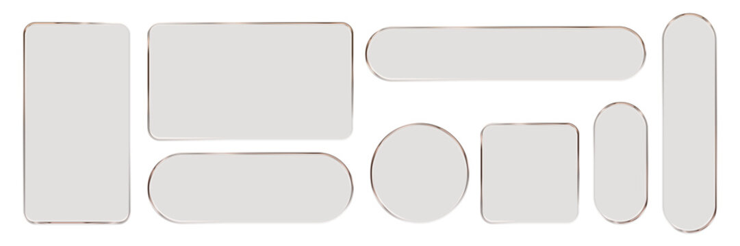 Transparent glass elements with liquid morphism effect for ui design and modern interfaces. Rounded rectangles, circles and buttons with frosted blur overlay Glassmorphism components for web or app