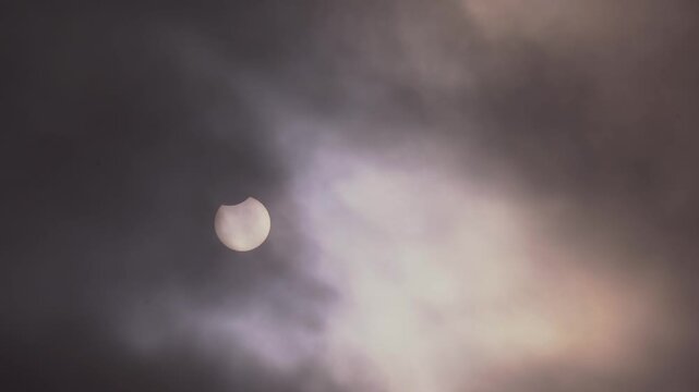 Partial Solar Eclipse of June 10 2021 Visible Through Clouds
