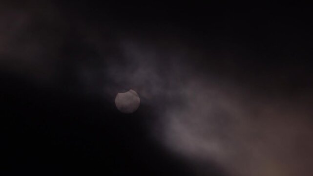 Partial Solar Eclipse of June 10 2021 Visible Through Clouds