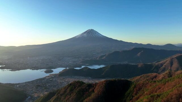 Aerial view of Mount Fuji in Japan.