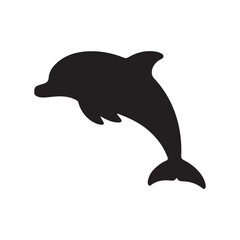 A clean, black silhouette of a dolphin leaping © Taufikur