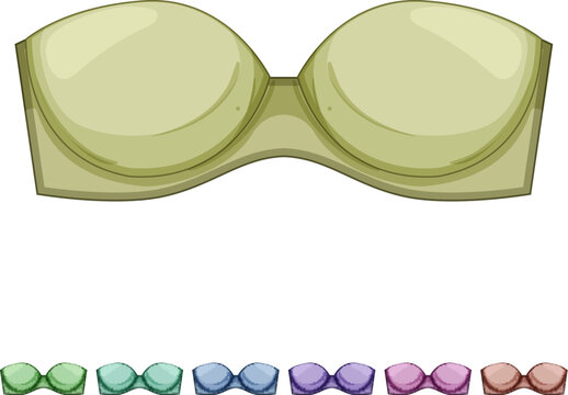 support strapless bra cartoon. seamless underwire, bandeau convertible, up adhesive support strapless bra sign colorful illustration