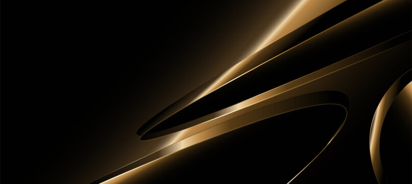 Luxury gold black curve background, abstract elegant background vector for branding presentation