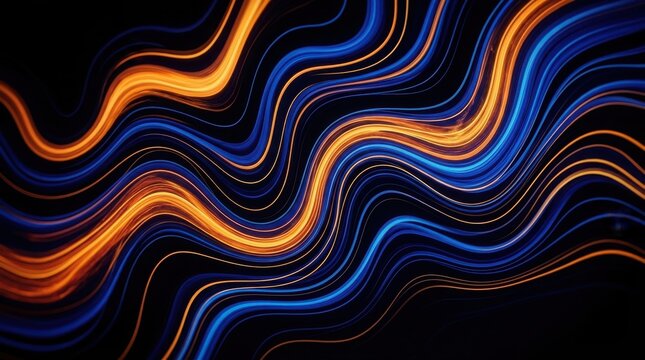 Vibrant abstract wave pattern with blue and orange hues for modern design , Liquid, Abstract, Fluid, Gradient, Texture, Mesh, Grain