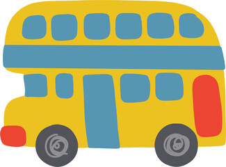 Cute hand drawn double decker bus vehicle icon isolated illustration © YONIGOODS