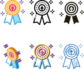 achievement medal icon multipack vector. achievement medal sign. color symbol