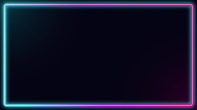 Abstract glowing neon rectangle frame motion background