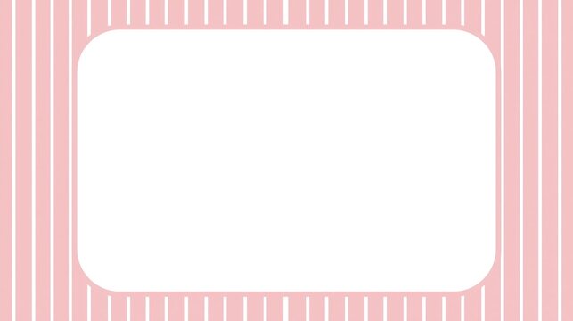 Large rounded white box on pink striped backdrop.