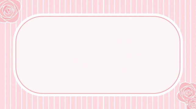 Pink rose corners on striped frame background.