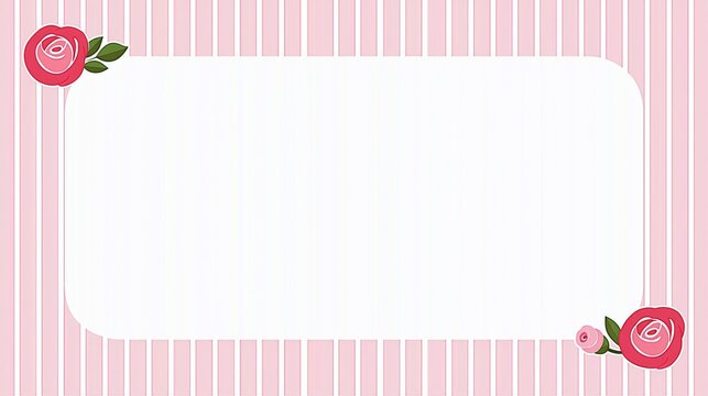 Pink striped stationery frame with small rose accents.