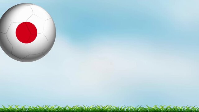 Animated Soccer Ball with Red Circle Bouncing Across Grass Field