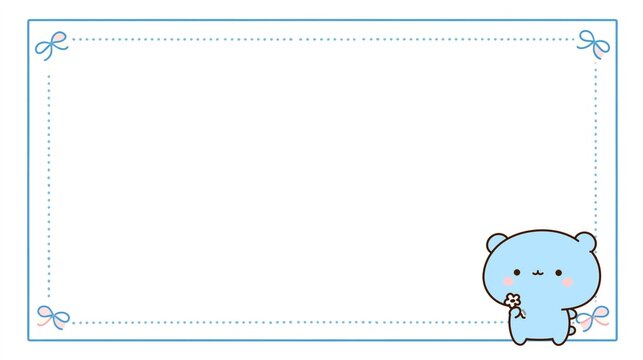 Minimalist blue dotted frame with cute bear character.