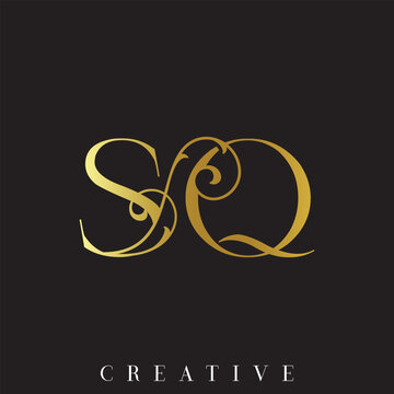 Sophisticated Silver Gold Double SQ Letter Vector Logo for Wedding Branding