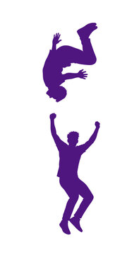 Dynamic Duo: Acrobat Tumbles as Partner Cheers in Mid-Air