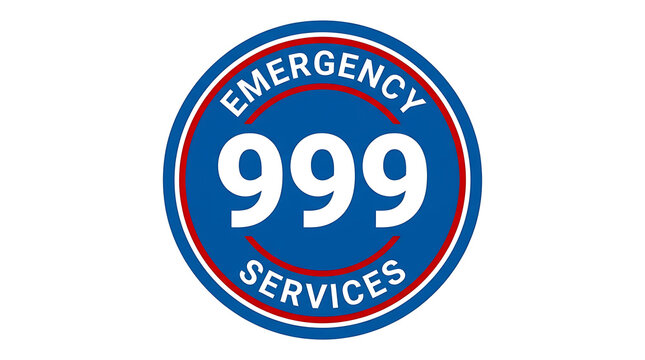 Emergency services badge with 999 number and shield design