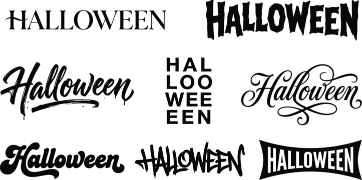 Assorted halloween typography and lettering designs in multiple font styles with halloween typography lettering calligraphy celebration seasonal alphabet collection creative