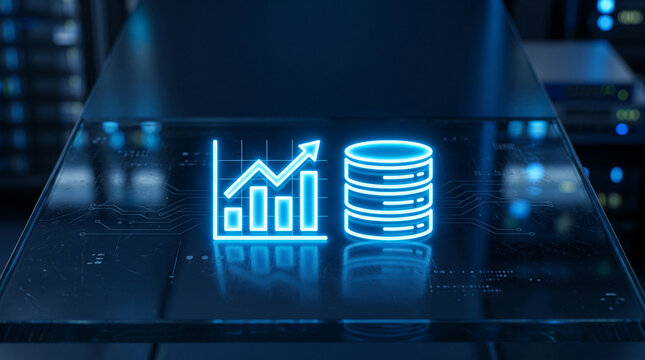 Digital data growth with financial chart and database concept