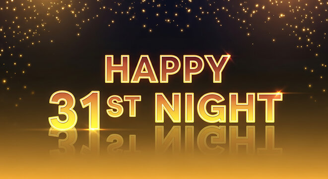 Happy 31st night with colorful fireworks in dark sky