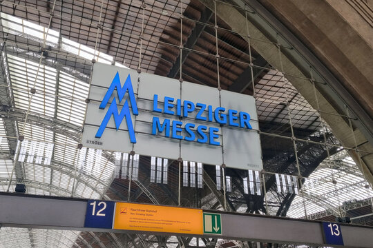 Leipzig, Germany, May 4, 2026: Leipziger Messe Entrance with Modern Architectural Glass Reflections