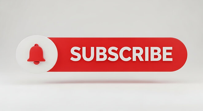 Red subscribe button with white text and heart icon