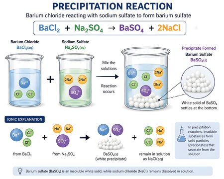 Barium Chloride and Sodium Sulfate Reaction Educational Vector
