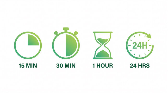 Time duration symbols and labels showing different time intervals