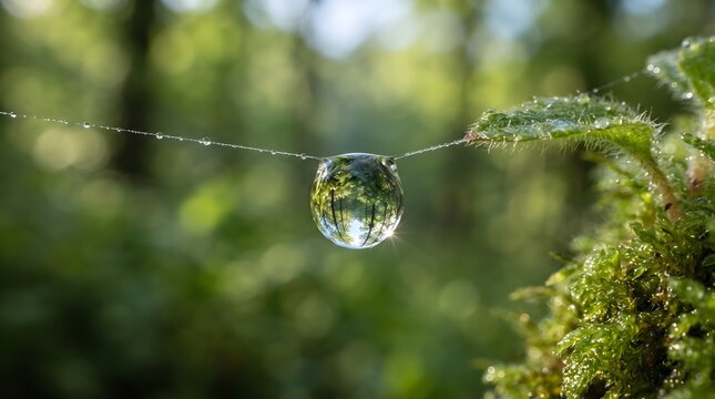 Crystal Water Droplet on Spider Web &ndash; Extreme Macro Nature Photography
