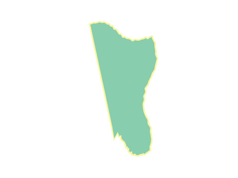 A detailed green map silhouette of the indian state of kerala with outline