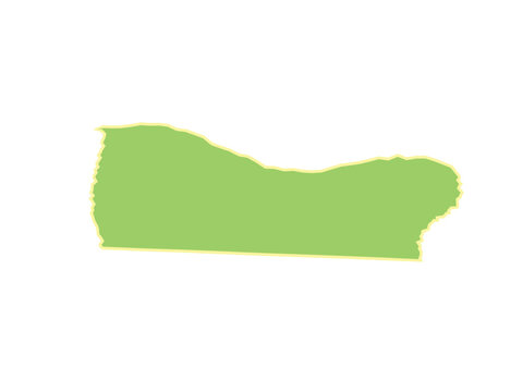 A light green abstract organic shape with a thin yellow border outline