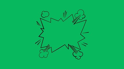 Explosion speech bubble outline with smoke on green background for comic book dialogue © Yasin Ahmed