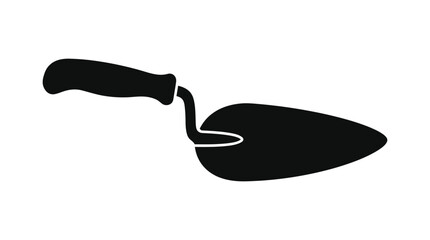 Obraz premium Black Silhouette Of A Mason s Trowel On A White Background Silhouette