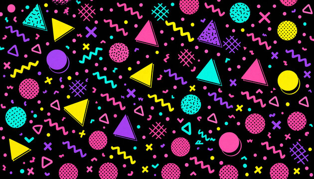 seamless pattern with colorful stars Abstract Geometric Seamless Pattern with Retro Shapes Colorful 80s Memphis Style Background Abstract Geometric Seamless Pattern with Retro Shapes Colorful Style 
