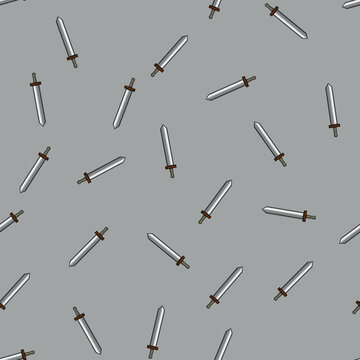 seamless pattern weapon viking sword cartoon. warrior battle, hilt scabbard, craftsmanship archaeology weapon viking sword sign vector