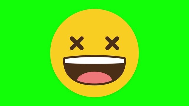 Dizzy Emoji Yellow Motion Graphic On Green With Cross Eyes And Mouth Animation