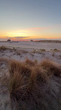 dunes at the beach of Sankt Peter Ording in sunset light