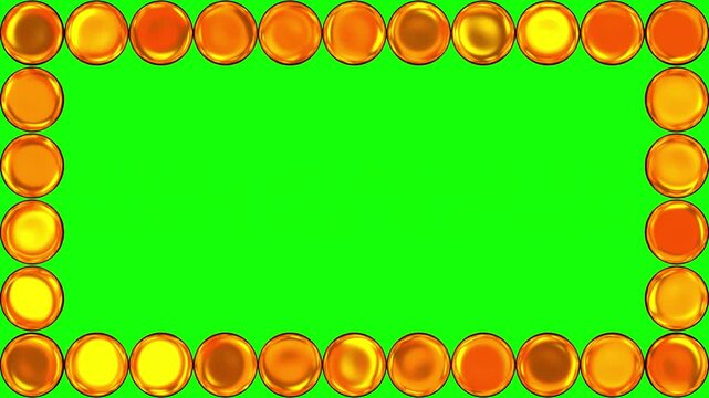 Diwali Themed Golden Spheres Border Frame Green Screen Loop