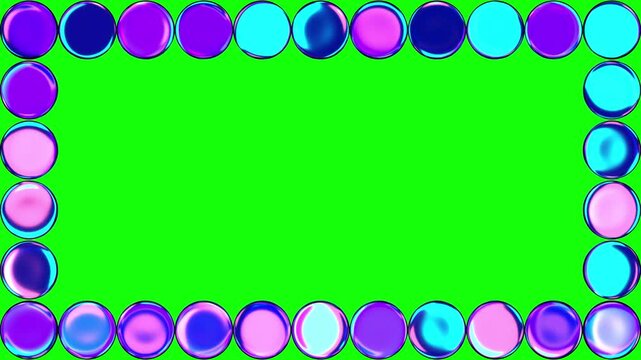 Neon Purple and Blue Spheres Border Green Screen Loop