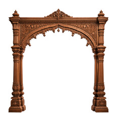 Obraz premium PNG Intricate wooden arch with ornate carvings.