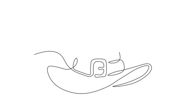 Minimalist Witch Hat Continuous One Line Art Animation with Transparent Background Halloween Monoline