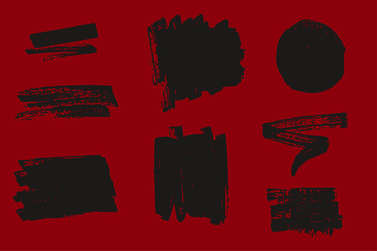 Collection of hand drawn dark brush strokes vector