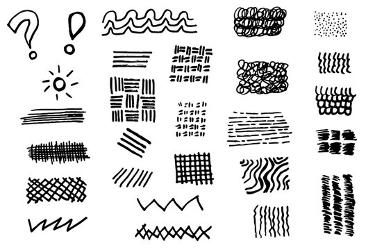 Hand drawn doodle textures and patterns