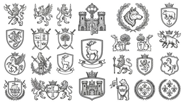 Heraldic Crests Shields Emblems Logos.